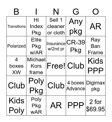 Last week of Period 6 Bingo Card