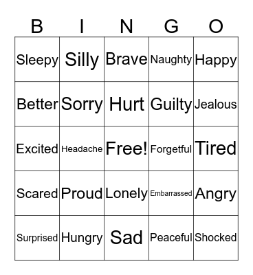 Feelings Bingo Card