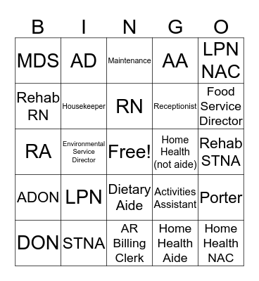 Ninja Out Bingo Card