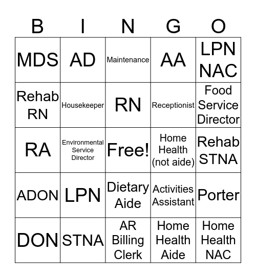 Ninja Out Bingo Card