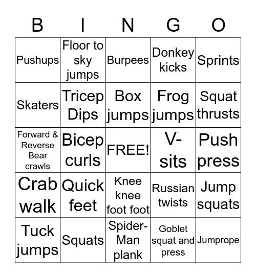 BOOTCAMP Bingo Card