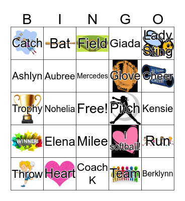 Lady Sting Softball! Bingo Card