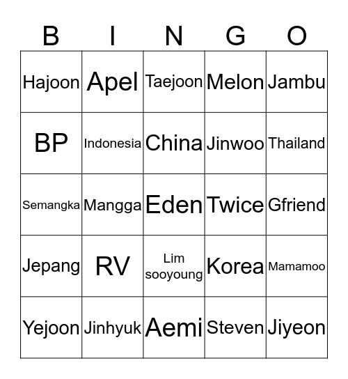 PUNYA EDEN CANTEK ♡ Bingo Card