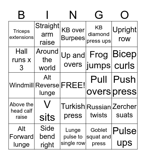 Kettlebells  Bingo Card