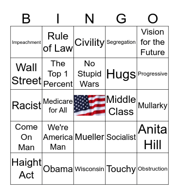 Democratic Debate Bingo Card