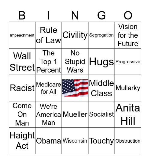 Democratic Debate Bingo Card