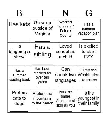 Rose Hill Superheroes Bingo Card