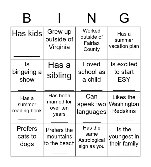 Rose Hill Superheroes Bingo Card