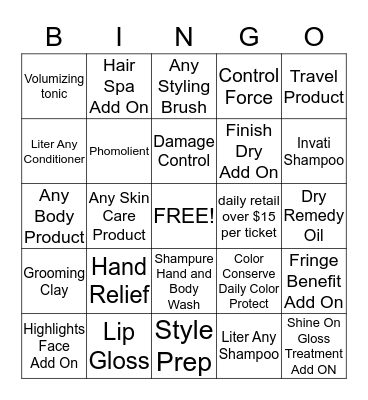 Product/Services 2/22/14-3/31/14 Bingo Card