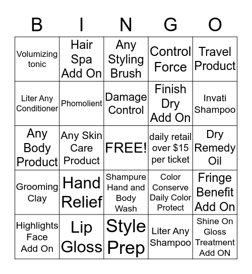 Product/Services 2/22/14-3/31/14 Bingo Card