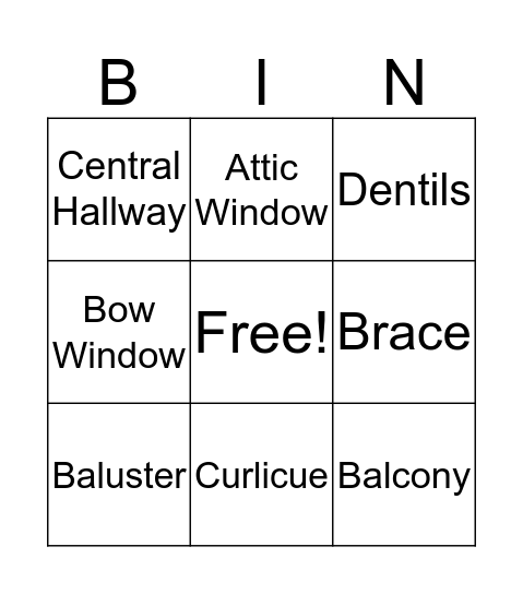 Architecture Bingo Card