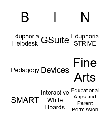 Digital Learning Dept. Bingo Card