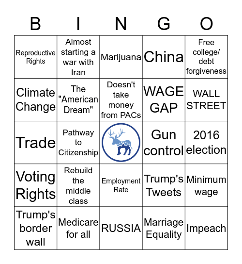 2020 #DemDebates Bingo Card