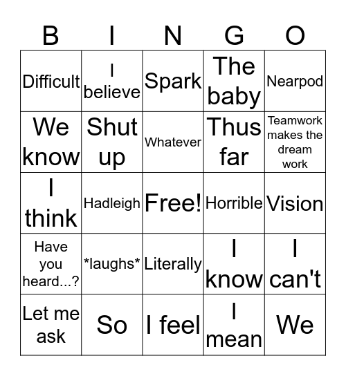 Sally Walker Bingo Card