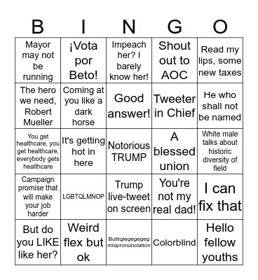 Democratic Debacle Round 1 Bingo Card