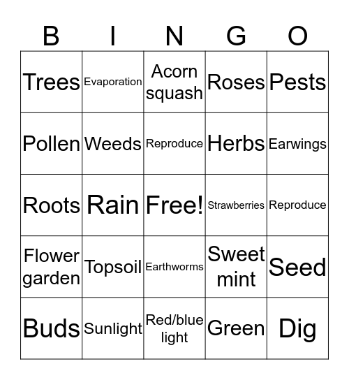 Plant BINGO Card