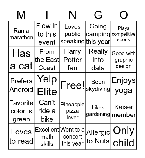 A C C E L E R A T O R  Bingo Card