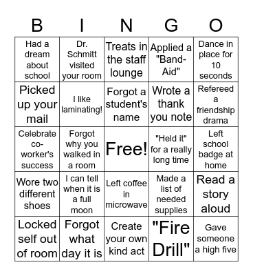 IP Staff Bingo Card
