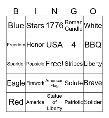 Fourth of July  Bingo Card