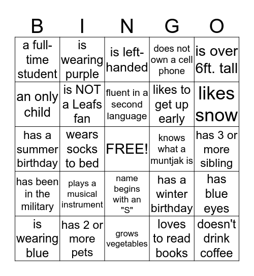 JFC VOLUNTEERS Bingo Card
