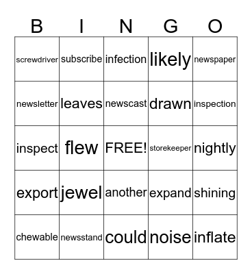 Phonics for Reading - lesson 10 Bingo Card