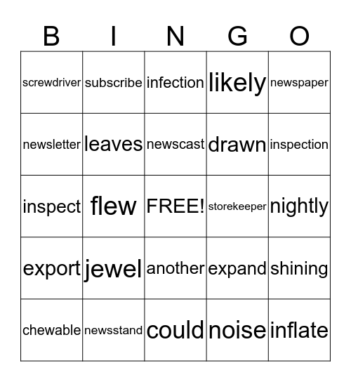 Phonics for Reading - lesson 10 Bingo Card