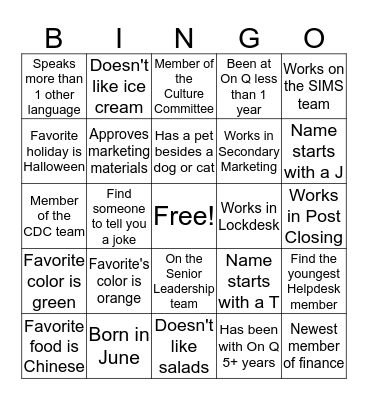 HQ Bingo Card