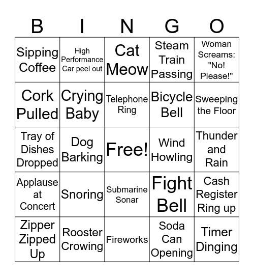 AA9 Sound Effects * Bingo Card