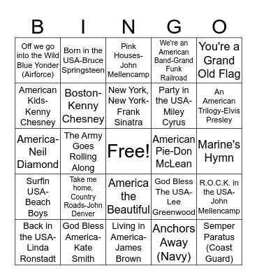 BB47 Patriotic Celebration! Bingo Card