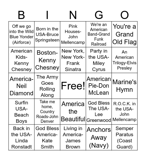 BB47 Patriotic Celebration! Bingo Card