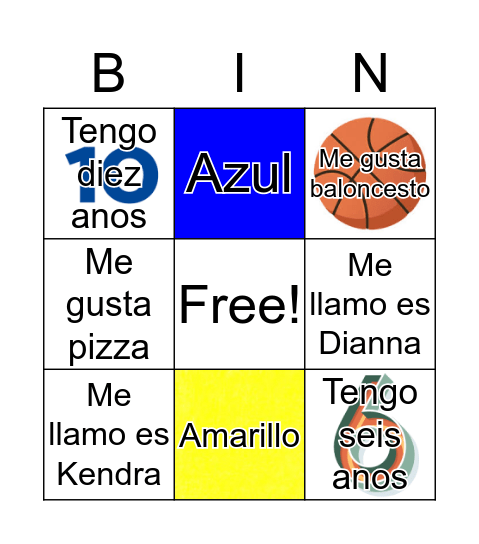 Me llamo. Me gusta, tengo Bingo Card