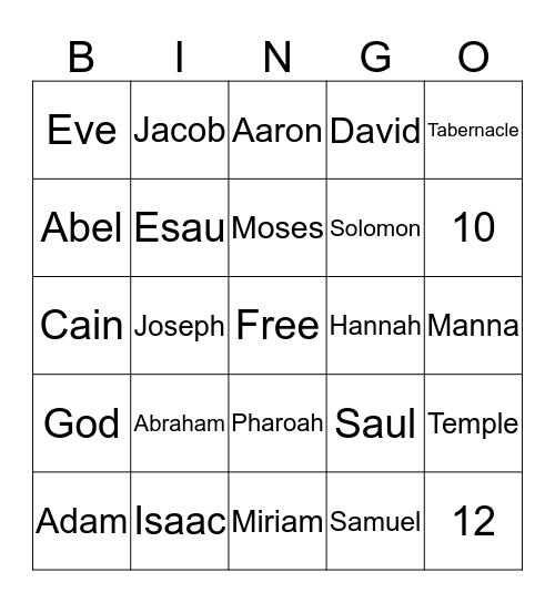 Old Testament Bingo Card