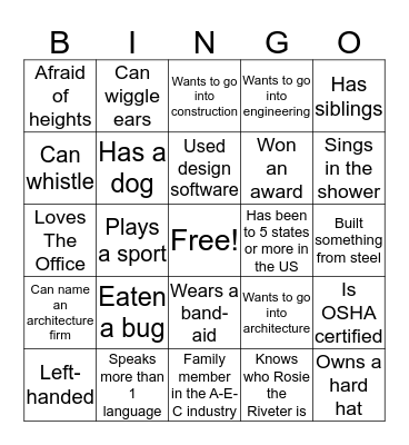 CREATE summer camp Bingo Card