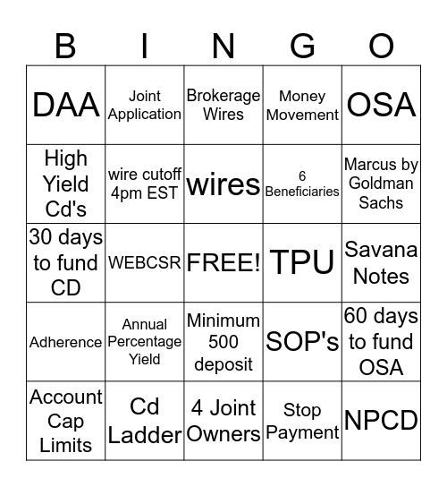 Work Maturity Skills Bingo Card