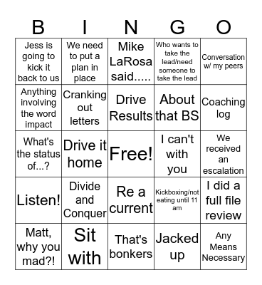 SS Bingo Card