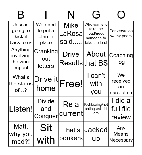 SS Bingo Card