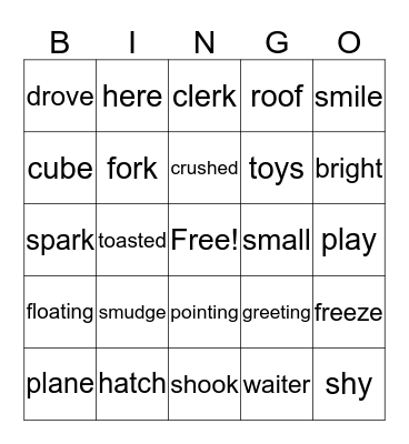 /dge/  to  /oo/ Bingo Card