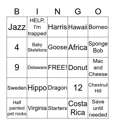 Page's Birthday Bingo Card
