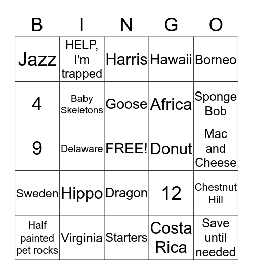 Page's Birthday Bingo Card