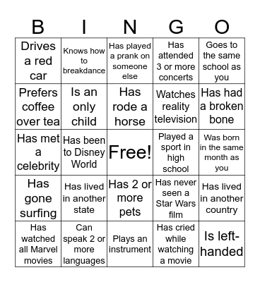 BHGE Intern Ice Cream Social Bingo Card