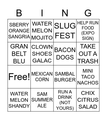 SLUGGA BINGO Card