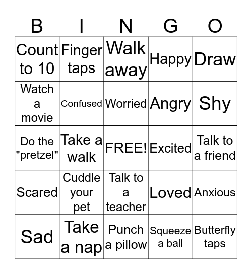 Coping Skills BINGO Card