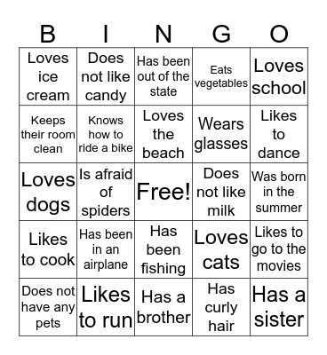 Ice Breaker Bingo Card