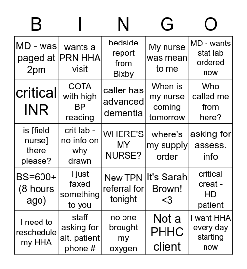 AFTER  HOURS  BINGO Card