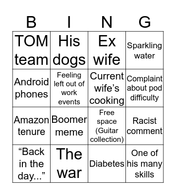 Greg Bingo  Bingo Card