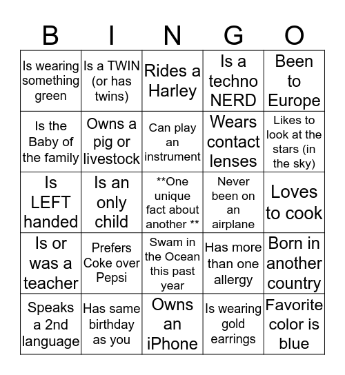 the Rock of KC - PEOPLE BINGO Card