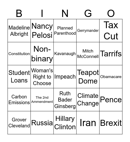 Shane And Katherine's Debate Bingo 2020 Bingo Card