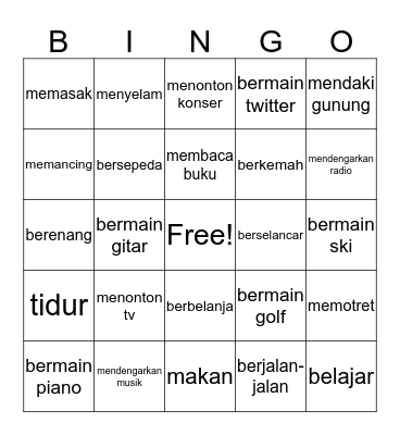 HOBI Bingo Card