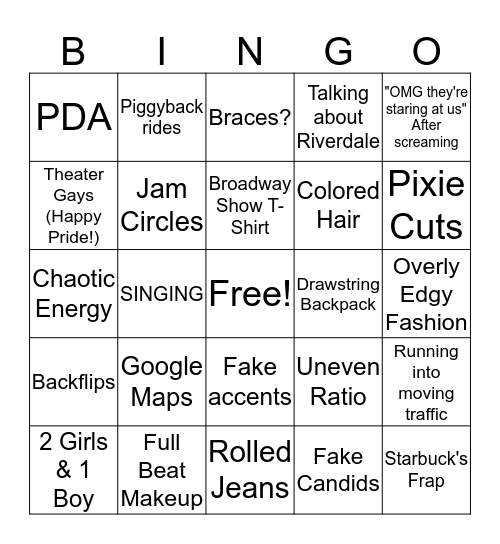Thespian Bingo Card