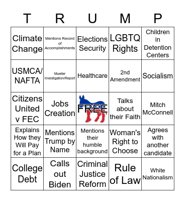 6/26 DEM Debate #1 - Card A Bingo Card